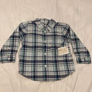 Starting Out Boy 24M Long Sleeve Collared Button Down Plaid Dress Shirt (NWT)